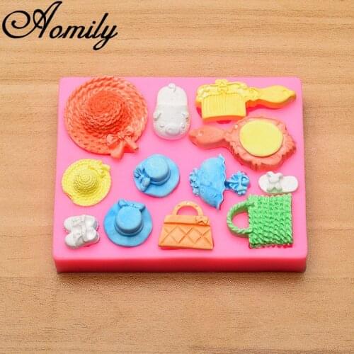 Aomily Silicone Lady Bag Hat Shoes Shaped Mold Cake Fondant Molds Sugar Craft Chocolate Moulds Tools Cake Decorating Baking Tool