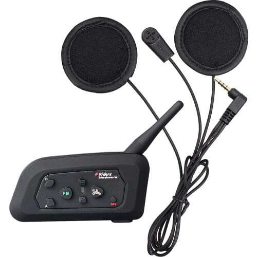FODSPORTS V4 1200m Motorcycle Intercom Headset 4 Riders with Soft Headset Motorcycle Accessories