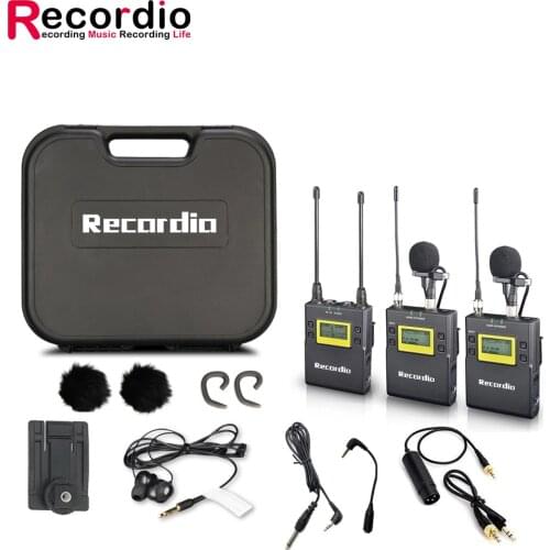 GAW-E200 Broadcast UHF Camera Wireless Lavalier Microphone System Transmitters and Receivers for DSLR Camera & Camcorder