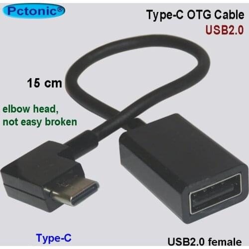 PCTONIC elbow micro-USB OTG Cable short 10cm bending USB Type-A Female to microUSB Male 90 Degree Right Angled Connector crooked