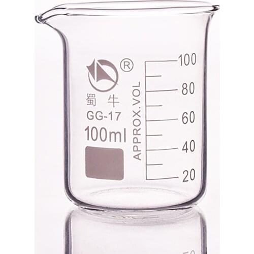 5pcs Beaker in low form,Capacity 100ml,Outer diameter=52mm,Height=72mm,Laboratory beaker