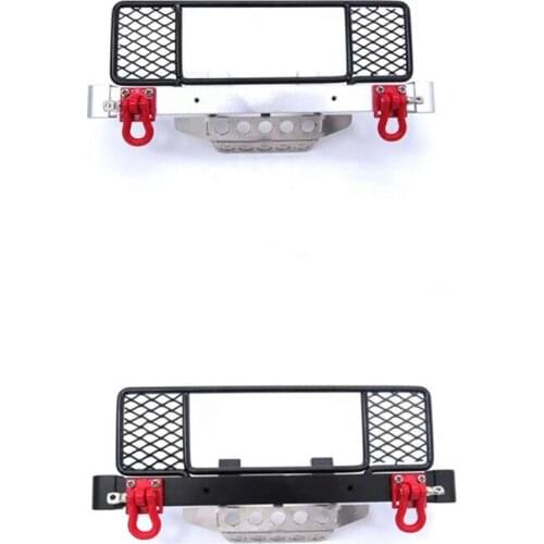 Metal Front Bumper with Center Net Protection Armor for MN Model D90 D91 D96 D99S MN99 1/12 RC Car Upgrade Parts