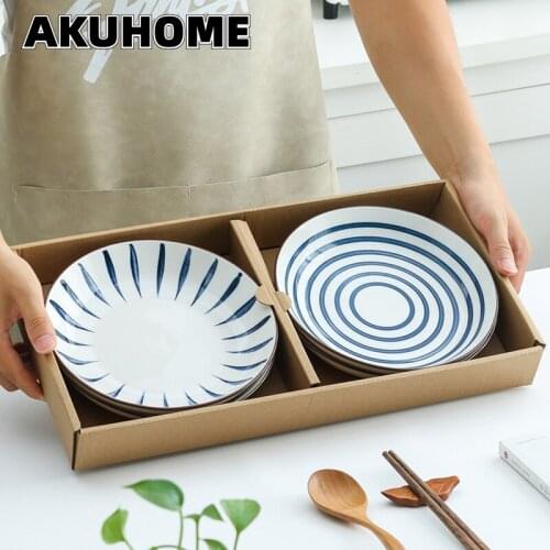 Japanese Ceramic Plate Gift Box Set Creative Tableware Hand-painted Dinner Plate Dish Home Deep Dish Dinnerware Set