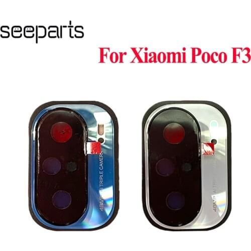 Full New For Xiaomi Poco F3 Camera Lens Glass With Frame Replacement Parts Poco F3 Camera Lens Glass Poco F3 Rear Camera Lens