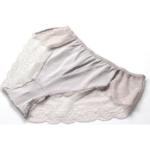 New Ladies Silk Underwear Sexy Lace Openwork Waist Briefs Temptation