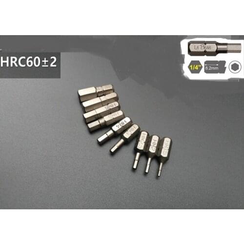 New 9kinds H1.5-8MM Metric Hex Screwdriver Bits L25mm Magnetic S2 Steel 1/4" Hex Shank Allen security bit DIY Hand Tools