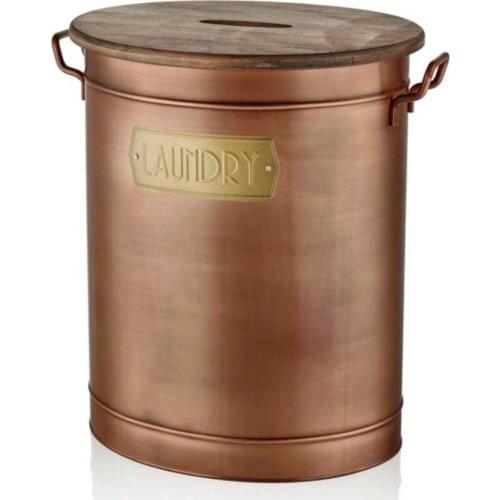 The Mia New Season Gift Bathroom Decorative Accessories Odor Does Laundry Basket 54x43x35 Cm-Copper color Galvanized Metal