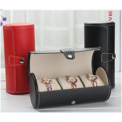 New Creative Round Portable Watch Storage Box Travel Jewelry Box Simple Jewelry Display Box Household Storage Box