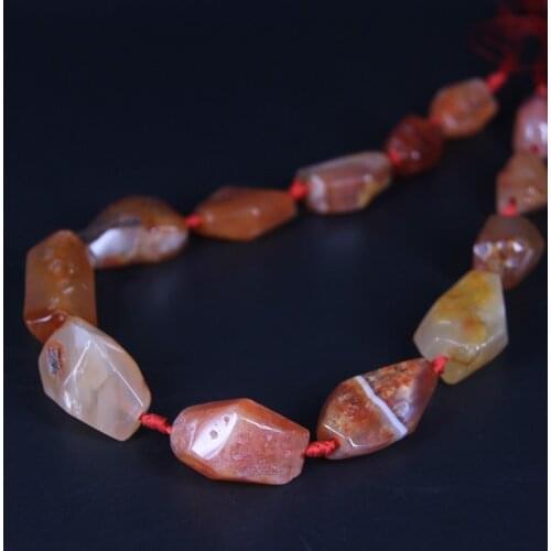 15.5"/strand Natural Red Agates Faceted Nugget Loose Beads,Large Tumbled Gems Stone Cut Nugget Pendants Charms Jewelry Making