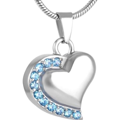 IJD8018 Beautiful Gold/Rose with Clear Crystal Heart Stainless Steel Cremation Necklace Hold Ashes Keepsake Urn Jewelry