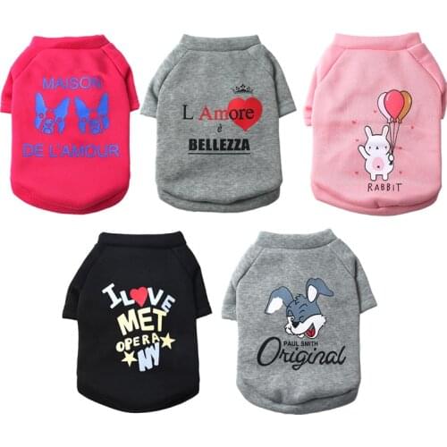 Plus Velvet Chihuahua Clothes Winter Warm Dog Cat Sweatshirt Fashion Printed Pet Clothing for Small Dogs Yorkshire Pullovers 20A