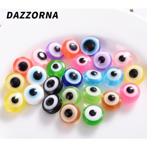 Mixed Color Resin Beads Eye Flat Loose Beads for Diy Handmade Jewelry Making Bracelet Necklace Accessories