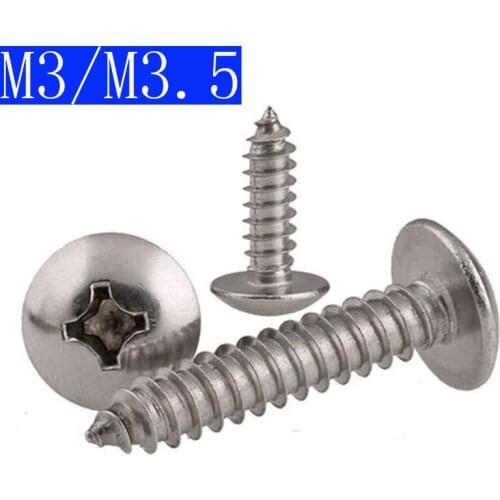 M3 M3.5 3mm 3.5mm 304 Stainless Phillips Truss Head Sheet Metal Screw Self Tapping Screws Woodworking