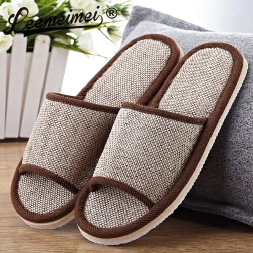 Natural Flax Home Slippers Indoor Floor Shoes Silent Sweat Slippers For Summer Women Sandals Slippers 37-43