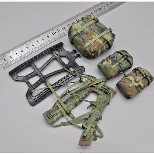 In Stock 1/6th Soldier Model USA Army MOLLE Carrying System Jungle Four Cluster Strap Back Frame Carry Bag Magazine Bag Collect