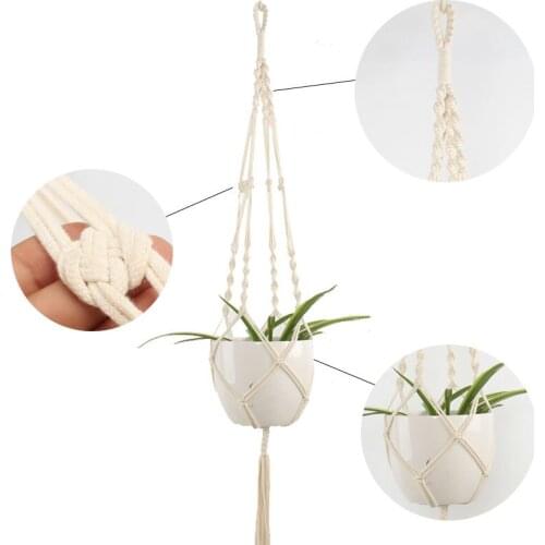 Vintage Cotton Linen Flowerpot Basket Knotted Macrame Plant Hanger Lifting Rope Hanging Basket Pot Holder Garden Tools