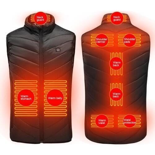 9 Areas Heated Vest Men Women Heated Jacket Winter Fishing Hunting Vest Tactical Heated Jacket Usb Vest Outdoor Veste Chauffante