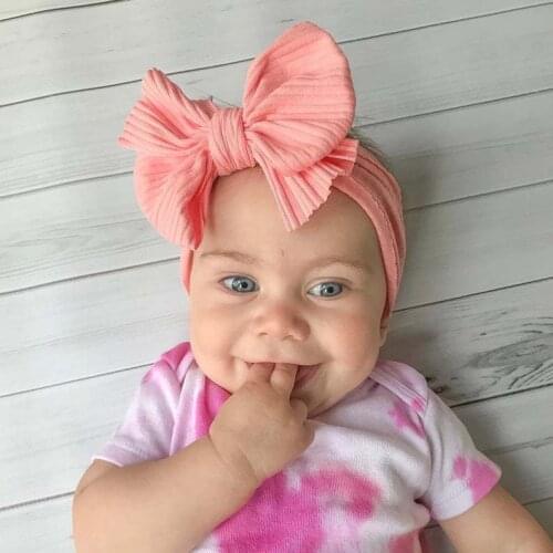 10 Pcs Baby Nylon Headband Girls Baby Boys Soft Bow Knot Turban Hair Bands Baby Girls Bows Hair Accessories Children Headwear