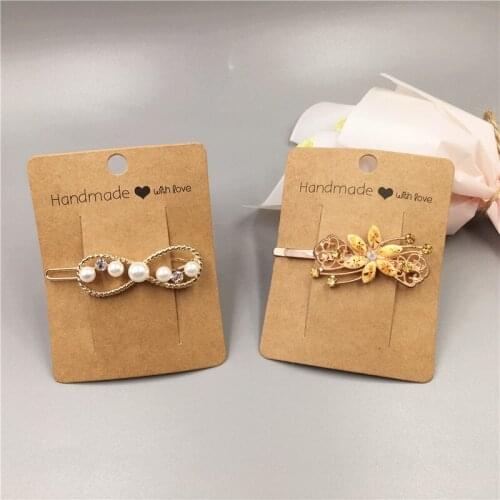 100Pcs Hair Clip Card Kraft Paper Jewelry Display Cards Headdress Card Hairpin Card DIY Simple Style Jewelry Packaging Tag