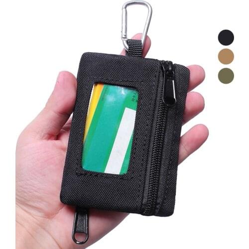 1000D Outdoor Wallet Pouch Coin Purse Multifunction Key Card Case EDC Bag Tactical Sports Zipper Waist Bag with Carabiner