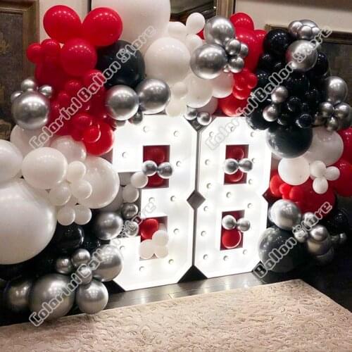 172pcs Red Wedding Birthday Anniversary Party Background Hoilday Event Black White Silver Balloon Arch Garland Table Decoration