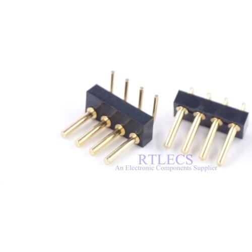 2 pcs 4 Pins Female Target Pins connector Pitch 2.5 mm Through Hole PCB Single Row 8.5 mm Height Angled to Mate Spring Pogo Pin