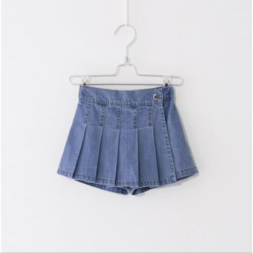 2021 New Arrival Girls Denim Draped Shorts Spring cotton Fashion Kids Shorts 3-9 Years QS495