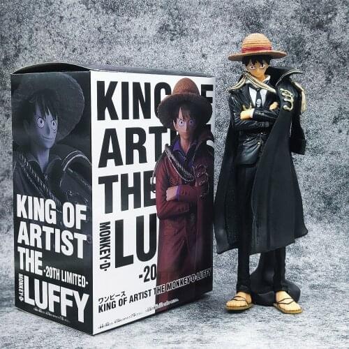 25cm Anime 1 Piece Action Figure The 20th Anniversary Red-and-black Cloak Monkey D. Luffy GK Straw Hat Boy Figma GK for Child