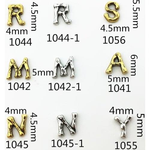 50pcs/pack Japan Korea Alloy Nail Art 3D Retro English Letter Metal Accessories for Phototherapy Nail Sticker DIY