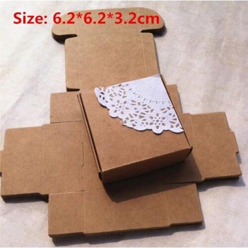 6.2*6.2*3.2cm 100Pcs/Lot Jewelry Candy Retro Kraft Paper Gift Box 2.44"x2.44"x1.25" Brown Party Small Craft Paper Package Boxes