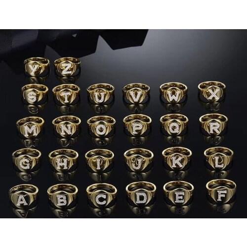 925 Sterling Silver Initial Letter A-Z Finger Ring Cubic Zirconia A B C 26 Alphabet Name Rings Women Girl Luxury Brand Jewelry