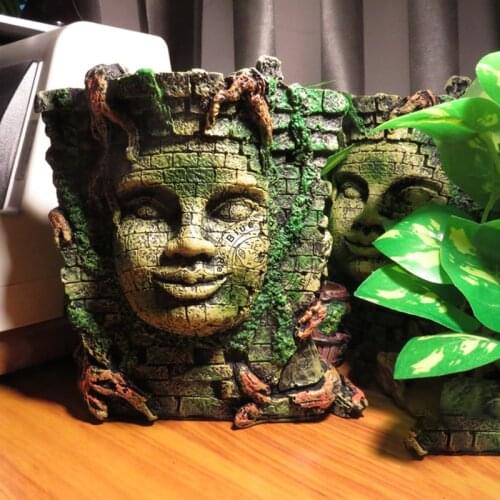 Fish tank decoration reptile accessories fish aquarium Maya Portrait landscaping decoration aquarium decor reptile Hiding cave