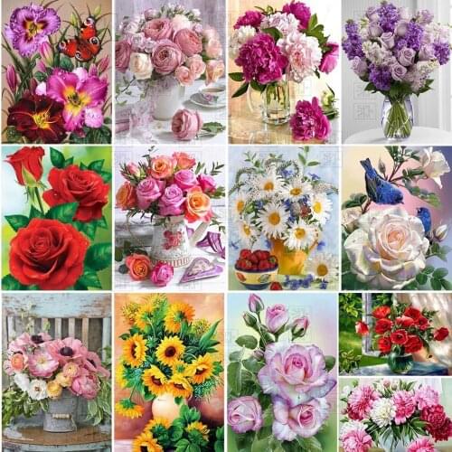 Diamond Painting Full Drill 5D Diy Flowers Cross Stitch Kits Embroidery Mosaic Roses Picture of Rhinestones Home Decor Gifts