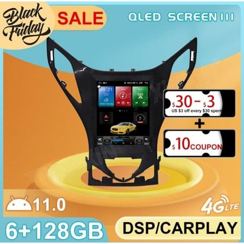 Android 11 6+128GB Tesla Style for Hyundai Azera 2011 2015 GPS Car Navigation Multimedia Video Stereo Player Radio Carplay 2 DIN