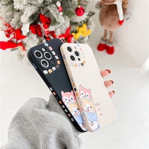 Cute Cats Phone Case For iPhone X XS XR 11 12 ProMAX 7 8 Plus Capa Square Back Covers Cartoon Animal Phone Cases For 11Promax