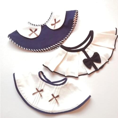 Baby Cotton Bibs For Boys And Girls Navy Style 360 Round Saliva Towel Toddler Collar