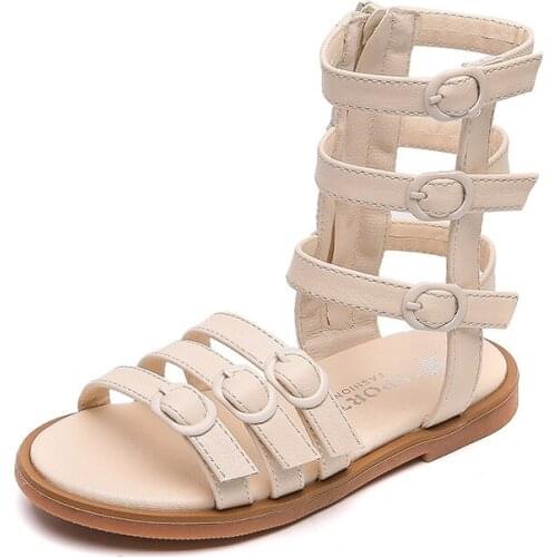 Childrens Roman Sandals New Summer Leather Shoes Girls Princess Shoes Student Childrens Sandals E887