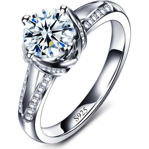 Hainon 1.5 Carat AAA zircon Wedding rings for lady Silver Color Jewelry ring Elegant vintage Engagement Finger Rings For Women