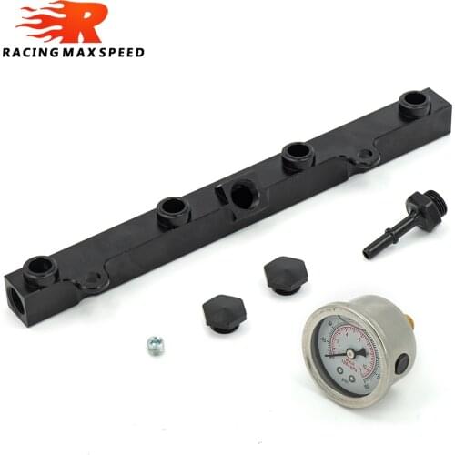 Aluminium K Series Heavy Fuel Rail Kit High Flow Injection Fuel Rail FOR HONDA K20 K24 RSX CIVIC SI,INTEGRA, EP3 with Gauge