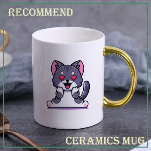 Creative Love Cat mug,elegant minimalist ceramic mugs,couple coffee cup Coffee Milk Cups Hand Cup Drinkware gift KTDW-039