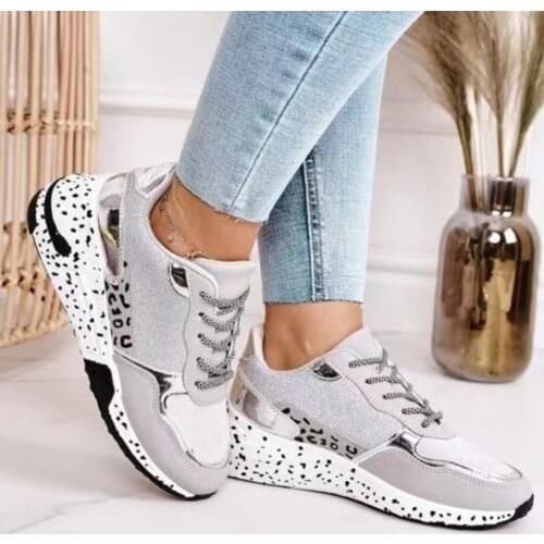 Spring Autumn Sneakers Leopard Print Lace-Up Womens Vulcanize Shoes Platform Sports Ladies Sneakers Breathable Plus Women Shoes