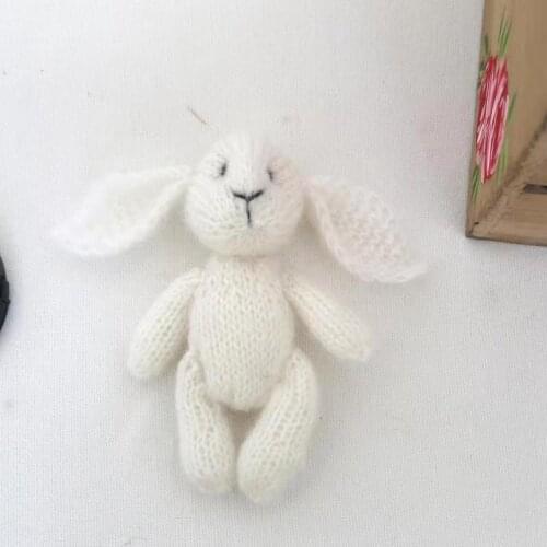 Cute Mini Bunny Toy Vintage Newborn Photo Prop Toy Knitted Stuffed Animals Baby Photography Doll Crochet Rabbit Baby Shower Gift