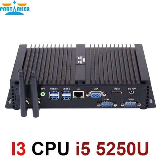 Partaker Fanless Mini PC i5 Mini Computer Windows 7 Core i5 5250u Fanless PC wifi RS232 VGA HD-MI Factory Mini PC i5