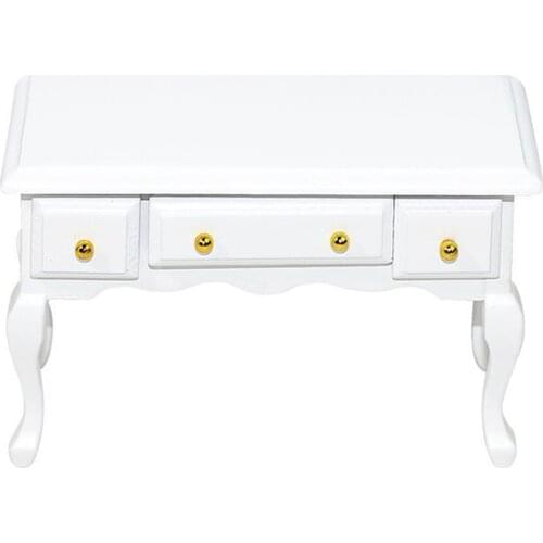 Miniature Study Desk Chic Wooden Square Table for Living Room Creative Modern Furniture Decoration Toys for 1/12 Doll House Toy