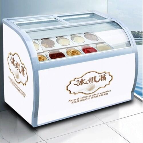 Stainless Steel Ice Cream Display Cabinet Freezers 6 Round Barrels 10 Square Barrels Popsicle Showcase 200W
