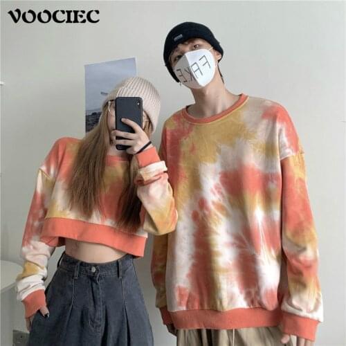 VOOCIEC Mens And Womens Hoodies Coats In Spring And Autumn 100% Cotton High Street Style Changing Color Hoodies For Lovers
