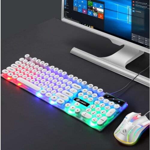 Limei Gtx300 Keyboard and Mouse Set Punk Retro Keyboard Backlit Game USB Wired Suspension Keyboard and Mouse Set