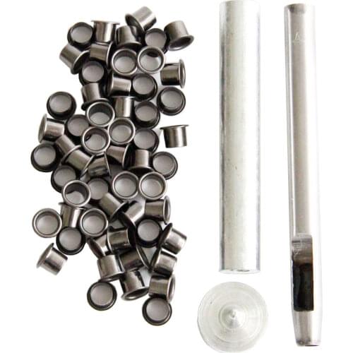 Eyelet Hole Punch Tool Kit with 50 eyelets 6mm 7mm Gunmetal Finish for DIY Kydex Sheath Kydex Eyelet