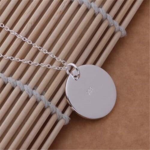 Wholesale New high quality silver color jewelry fashion trend women smooth round pendant necklace package mail p137
