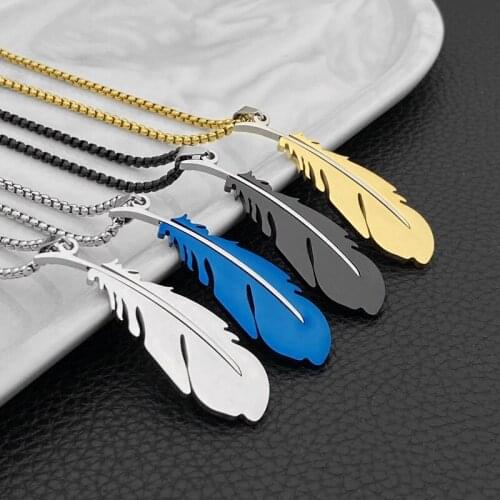 Stainless Steel Angel Wings Necklace Chain Long Tassel Women Men Necklaces Jewelry Ladies Unisex Feather Pendant Collares 55cm